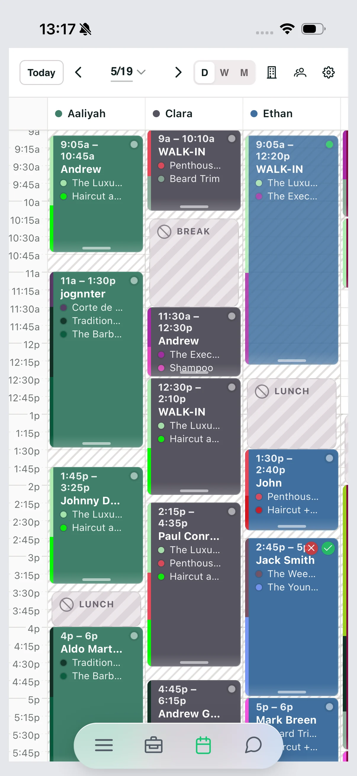 Barber's calendar on iPhone