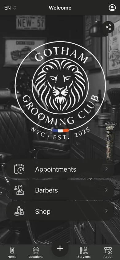 Barbershop app - home screen