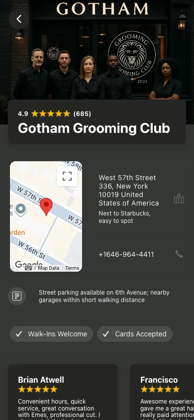 Barbershop app - location screen